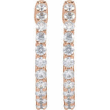 14K Rose Gold 3/4 CTW Natural Diamond Inside-Outside Hinged 17.2 mm Hoop Earrings