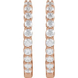 14K Rose Gold 1 CTW Natural Diamond Inside-Outside Hinged 19.3 mm Hoop Earrings