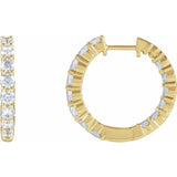 14K Yellow Gold 2 CTW Natural Diamond Inside-Outside Hinged 20 mm Hoop Earrings