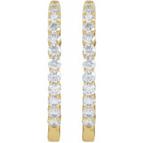 14K Yellow Gold 3 CTW Natural Diamond Inside-Outside Hinged 30 mm Hoop Earrings