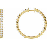 14K Yellow Gold 4 CTW Natural Diamond Inside-Outside Hinged 36 mm Hoop Earrings