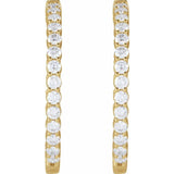 14K Yellow Gold 4 CTW Natural Diamond Inside-Outside Hinged 36 mm Hoop Earrings