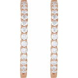 14K Rose Gold 4 CTW Natural Diamond Inside-Outside Hinged 36 mm Hoop Earrings