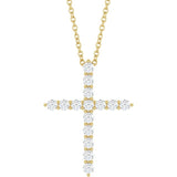 14K Yellow Gold 1/2 CTW Natural Diamond Cross 16-18" Necklace