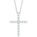 Platinum 1/2 CTW Natural Diamond Cross 16-18" Necklace