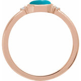 14K Rose Gold Natural Turquoise & .03 CTW Natural Diamond Ring
