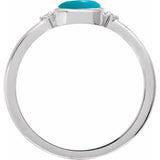 14K White Gold Natural Turquoise & .03 CTW Natural Diamond Ring