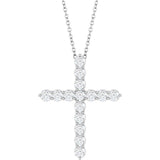 Sterling Silver 3/4 CTW Natural Diamond Cross 16-18" Necklace