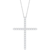 Sterling Silver 1 CTW Natural Diamond Cross 16-18" Necklace