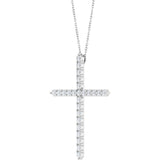 Sterling Silver 1 CTW Natural Diamond Cross 16-18" Necklace