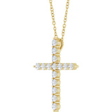 14K Yellow Gold 1/2 CTW Lab-Grown Diamond Cross 16-18" Necklace