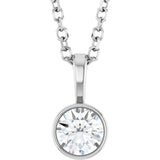 14K White Gold 1/4 CT Lab-Grown Diamond Bezel-Set Solitaire 16-18