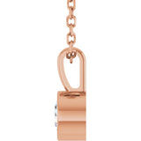14K Rose Gold 1/4 CT Lab-Grown Diamond Bezel-Set Solitaire 16-18" Necklace