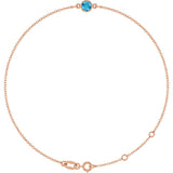 14K Rose Gold Natural Blue Zircon 6 1/2-7 1/2" Bracelet
