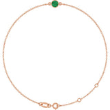 14K Rose Gold Natural Emerald 6 1/2-7 1/2" Bracelet