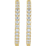 14K Yellow Gold 5 CTW Natural Diamond Inside-Outside Hinged 37.8 mm Hoop Earrings