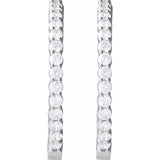 14K White Gold 5 CTW Natural Diamond Inside-Outside Hinged 37.8 mm Hoop Earrings