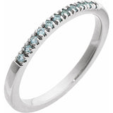 14K White Gold Natural Aquamarine Stackable Ring