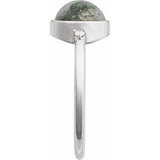 Sterling Silver Natural Moss Agate & .03 CTW Natural Diamond Ring