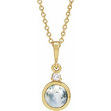 14K Yellow Gold 6 mm Natural Moss Agate & .03 CTW Natural Diamond 16-18" Necklace
