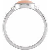 Sterling Silver Natural Pink Coral & .03 CTW Natural Diamond Ring