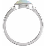 Platinum Natural White Opal & .03 CTW Natural Diamond Ring