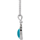 Sterling Silver 10x8 mm Natural Turquoise & .03 CT Natural Diamond 16-18" Necklace