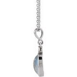 Sterling Silver 5x3 mm Natural Rainbow Moonstone & .03 CT Natural Diamond 16-18" Necklace