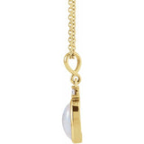 14K Yellow Gold 9x7 mm Natural White Opal & .03 CT Natural Diamond 16-18" Necklace