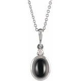 Platinum 10x8 mm Natural Black Onyx & .03 CT Natural Diamond 16-18" Necklace