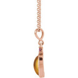 14K Rose Gold 6x4 mm Natural Citrine & Natural Pink Tourmaline 16-18" Necklace