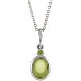 Sterling Silver 5x3 mm Natural Peridot 16-18" Necklace