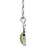 14K White Gold 6x4 mm Natural Peridot 16-18" Necklace