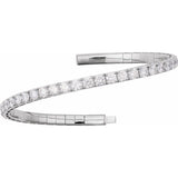14K White Gold 5 CTW Natural Diamond  Flexible Bangle 7" Bracelet