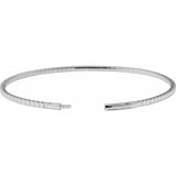 14K White Gold 2 CTW Lab-Grown Diamond  Flexible Bangle 7" Bracelet