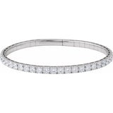 14K White Gold 4 CTW Lab-Grown Diamond  Flexible Bangle 7" Bracelet