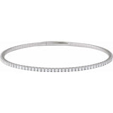 14K White Gold 1 1/2 CTW Natural Diamond Flexible Bangle 7" Bracelet