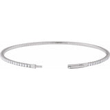 14K White Gold 2 CTW Natural Diamond Flexible Bangle 7" Bracelet