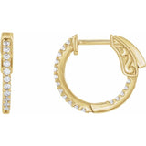 14K Yellow Gold 1/3 CTW Lab-Grown Diamond Inside-Outside 15.5 mm Hinged Hoop Earrings