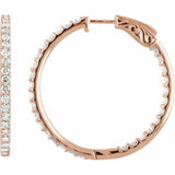 14K Rose Gold 5 CTW Lab-Grown Diamond Inside-Outside 41.5 mm Hinged Hoop Earrings