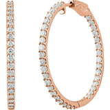 14K Rose Gold 5 CTW Lab-Grown Diamond Inside-Outside 41.5 mm Hinged Hoop Earrings