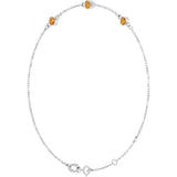 14K White Gold Natural Citrine Bezel-Set 3-Stone 6 1/2-7 1/2" Bracelet