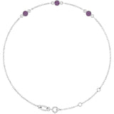 14K White Gold Lab-Grown Alexandrite Bezel-Set 3-Stone 6 1/2-7 1/2" Bracelet