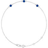 14K White Gold Natural Blue Sapphire Bezel-Set 3-Stone 6 1/2-7 1/2" Bracelet