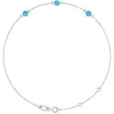 14K White Gold Natural Aquamarine Bezel-Set 3-Stone 6 1/2-7 1/2" Bracelet