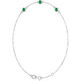 14K White Gold Lab-Grown Emerald Bezel-Set 3-Stone 6 1/2-7 1/2" Bracelet