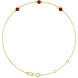14K Yellow Gold Natural Mozambique Garnet Bezel-Set 3-Stone 6 1/2-7 1/2" Bracelet