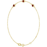 14K Yellow Gold Natural Mozambique Garnet Bezel-Set 3-Stone 6 1/2-7 1/2" Bracelet