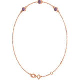 14K Rose Gold Lab-Grown Alexandrite Bezel-Set 3-Stone 6 1/2-7 1/2" Bracelet