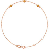 14K Rose Gold Natural Citrine Bezel-Set 3-Stone 6 1/2-7 1/2" Bracelet